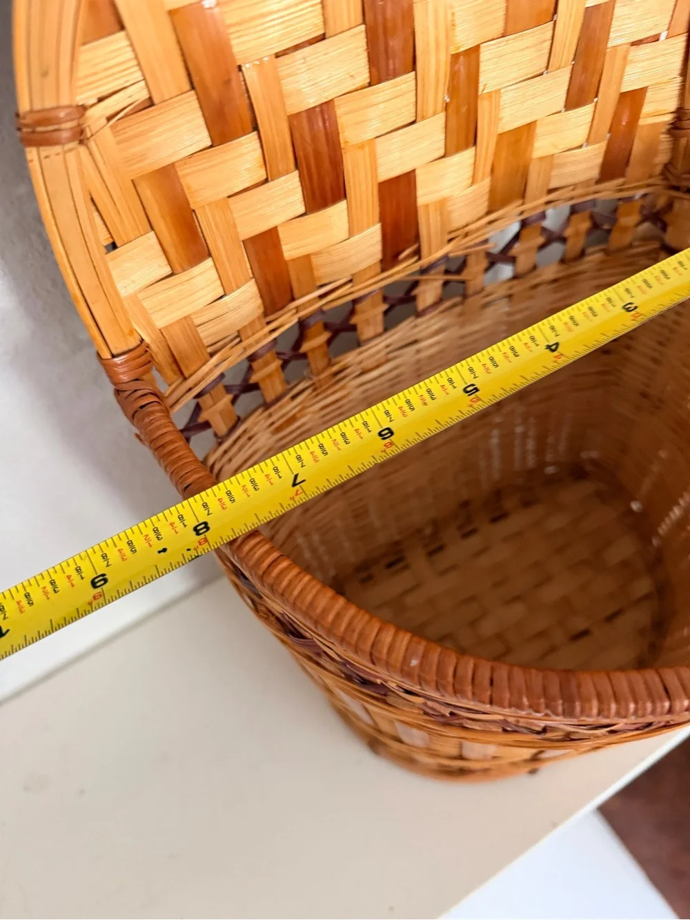 Vintage Handwoven Wall Basket Hanging Wicker Bamboo Storage Basket